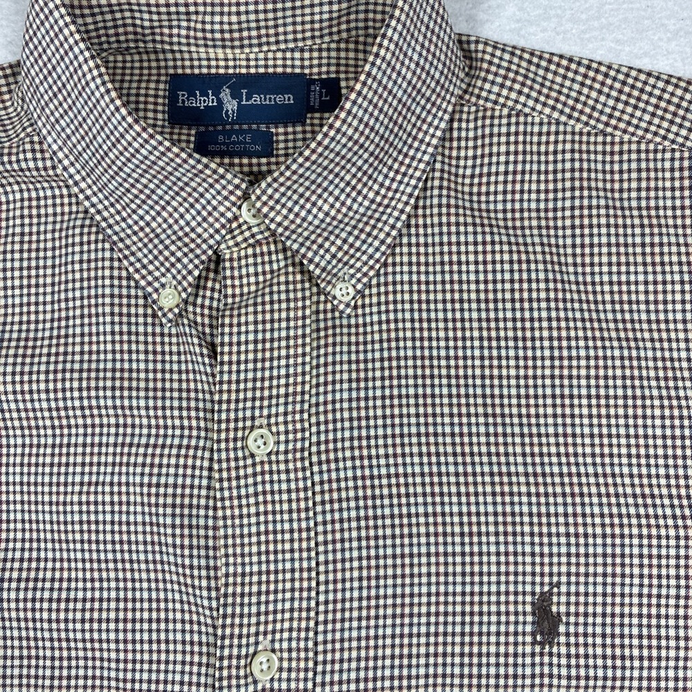 Polo Ralph Lauren Blake 100% Cotton Button Down Long Sleeve Gingham Check Large